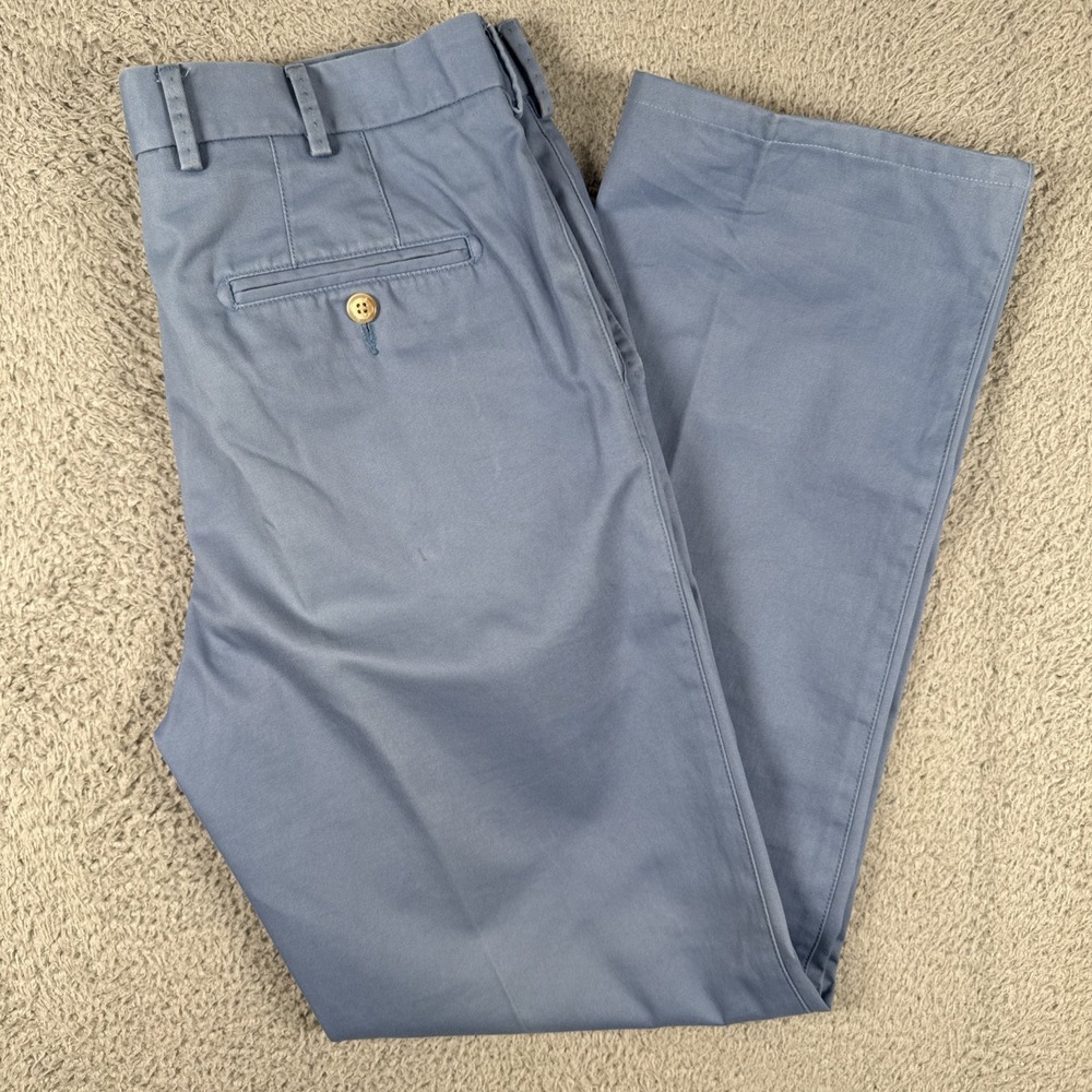 Peter Millar Pants Mens 32x30 Blue Flat Front Chino Raleigh Washed Twill - Picture 1 of 9